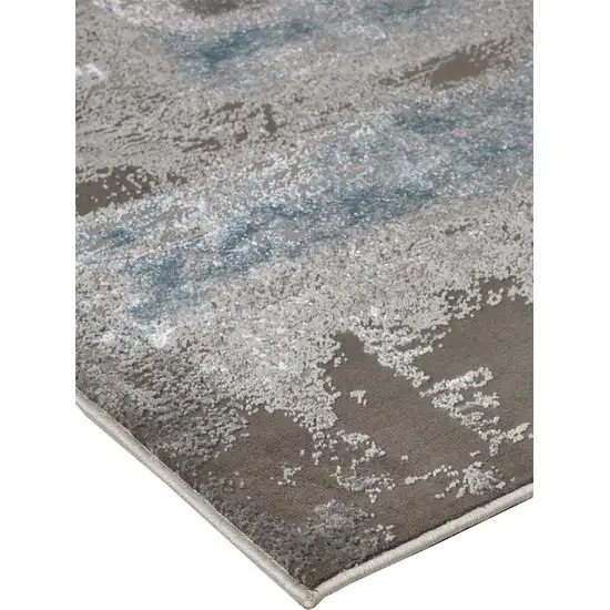 Gray Ivory And Blue Abstract Stain Resistant Area Rug Photo 3