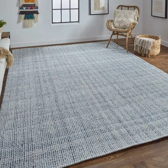 Gray Ivory And Blue Hand Woven Area Rug Photo 7