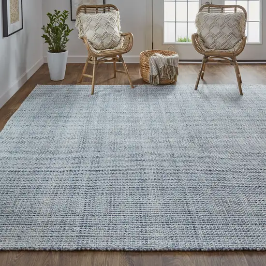 Gray Ivory And Blue Hand Woven Area Rug Photo 8