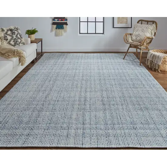 Gray Ivory And Blue Hand Woven Area Rug Photo 6