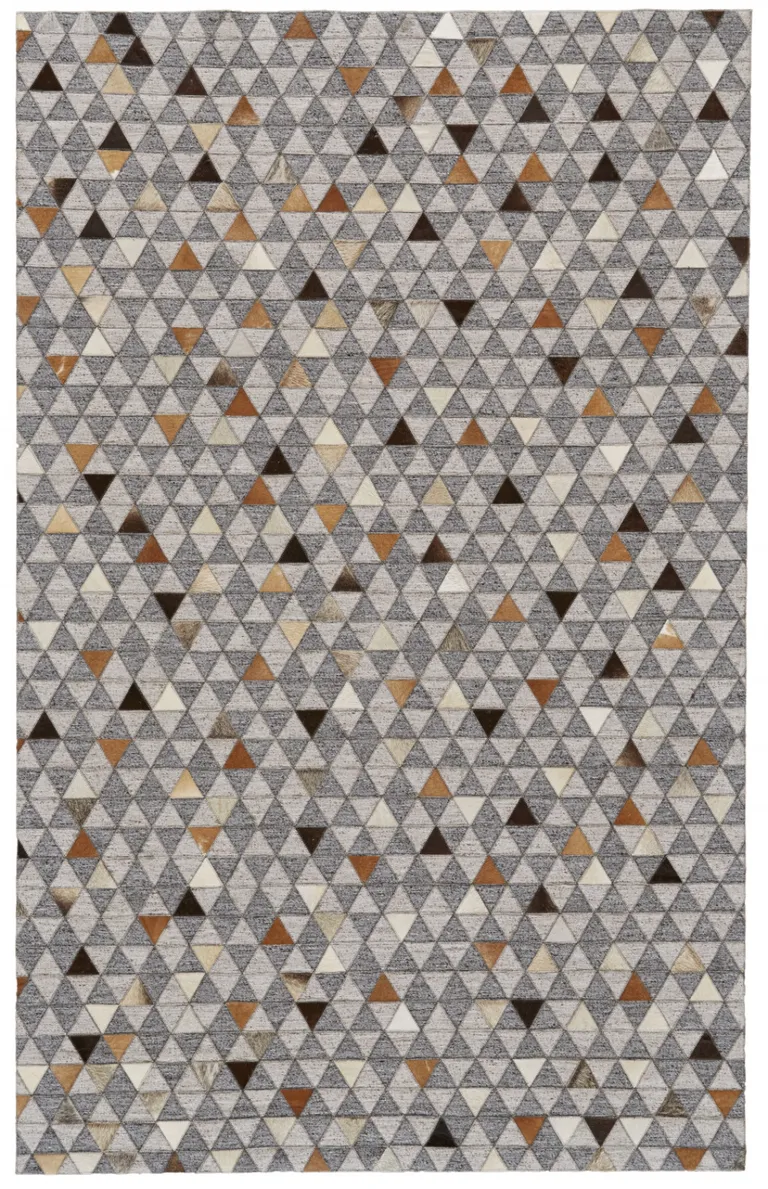 Gray Ivory And Brown Geometric Hand Woven Area Rug Photo 1