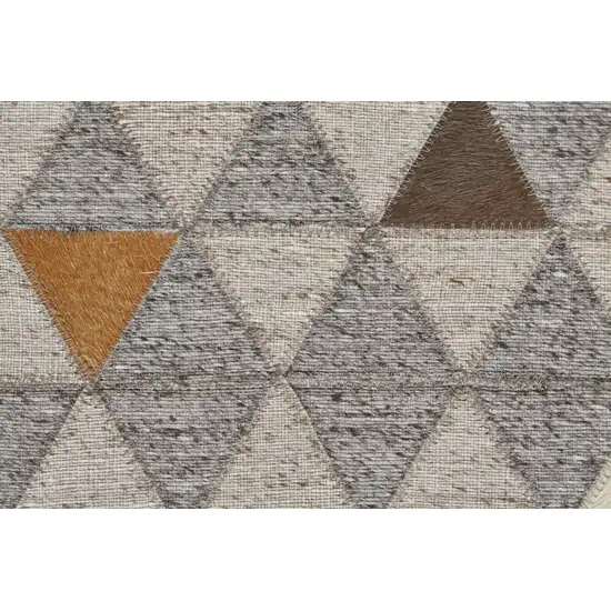 Gray Ivory And Brown Geometric Hand Woven Area Rug Photo 4