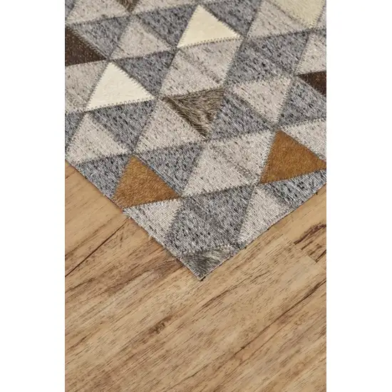 Gray Ivory And Brown Geometric Hand Woven Area Rug Photo 3