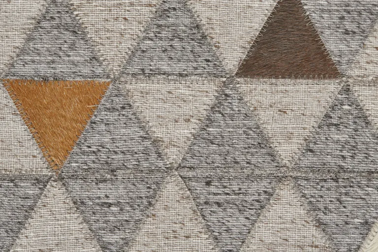 Gray Ivory And Brown Geometric Hand Woven Area Rug Photo 4