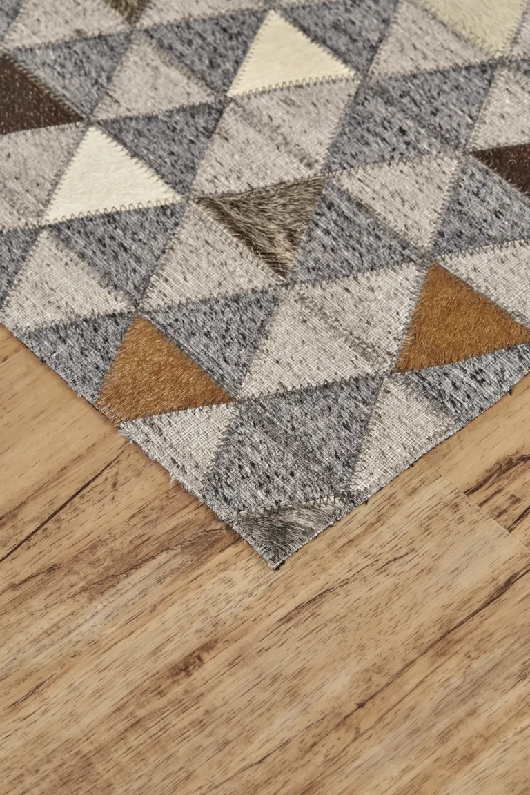 Gray Ivory And Brown Geometric Hand Woven Area Rug Photo 3