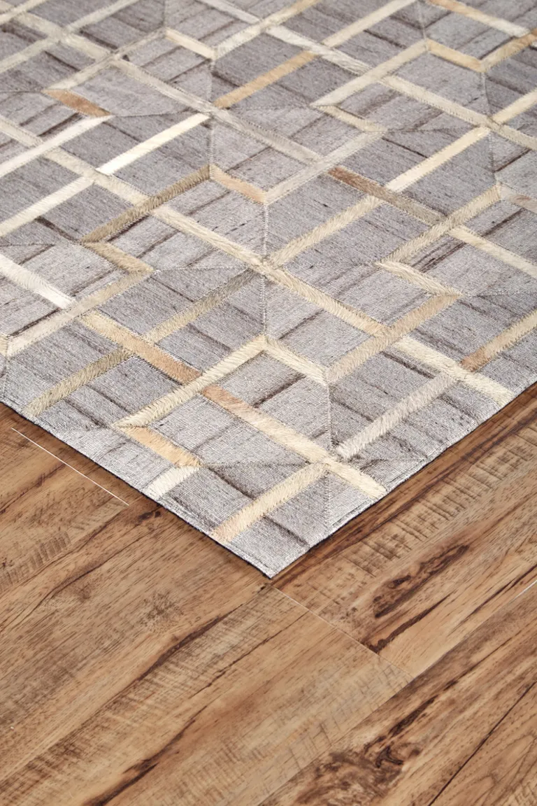 Gray Ivory And Brown Geometric Hand Woven Area Rug Photo 4