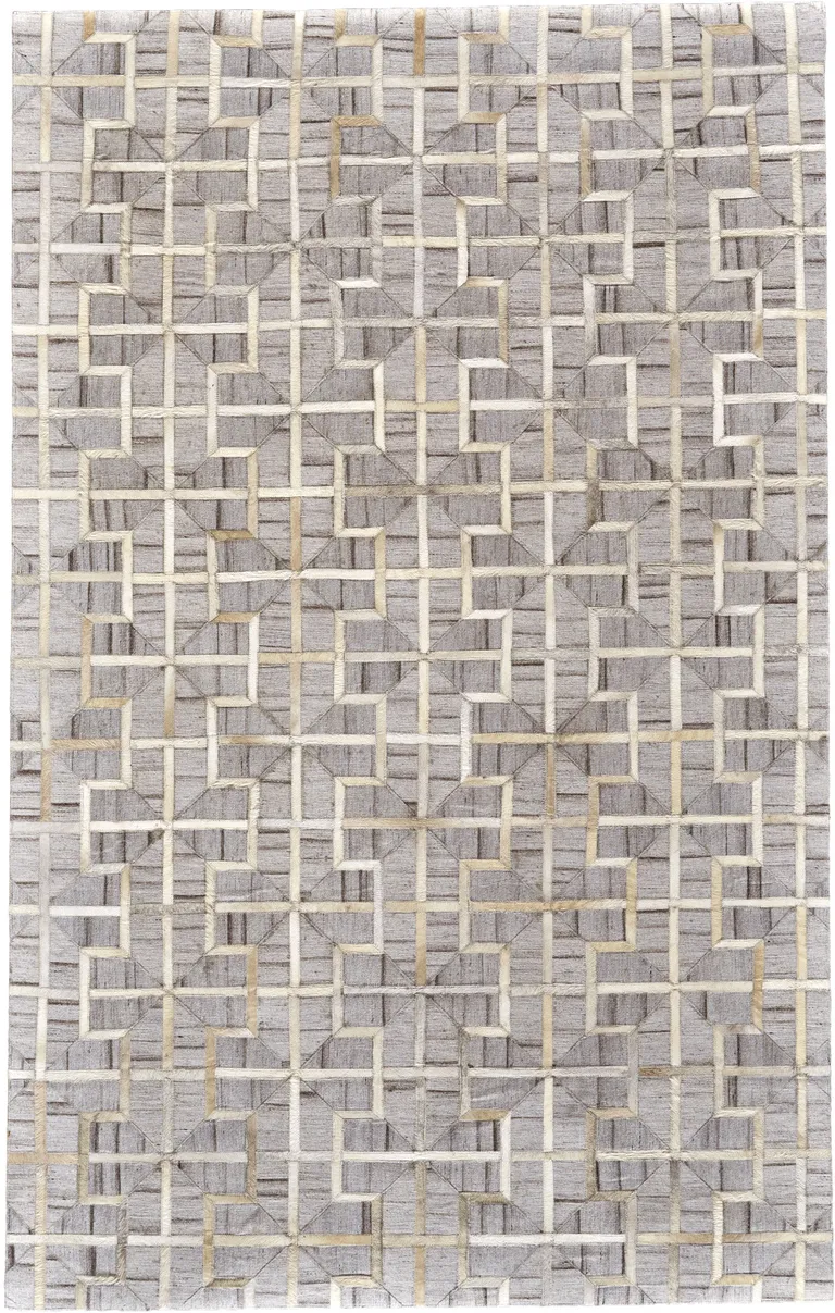 Gray Ivory And Brown Geometric Hand Woven Area Rug Photo 1