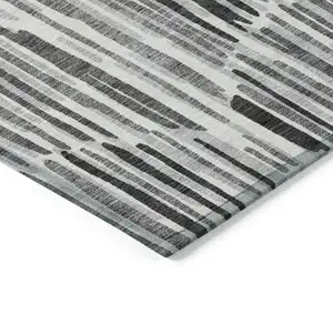 Photo of Gray Ivory And Charcoal Abstract Washable Indoor Outdoor Area Rug