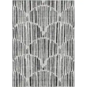 Photo of Gray Ivory And Charcoal Abstract Washable Indoor Outdoor Area Rug