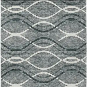 Photo of Gray Ivory And Charcoal Abstract Washable Indoor Outdoor Area Rug