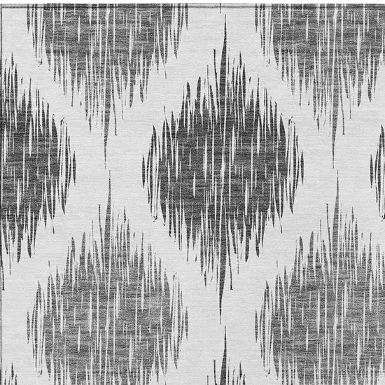 Gray Ivory And Charcoal Ikat Washable Indoor Outdoor Area Rug Photo 6