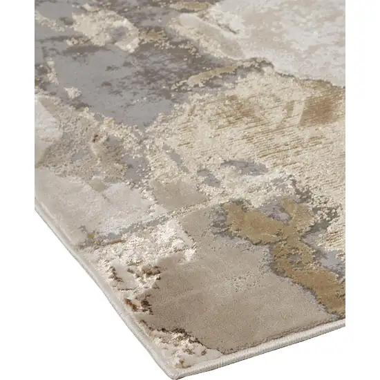 Gray Ivory And Gold Abstract Area Rug Photo 3