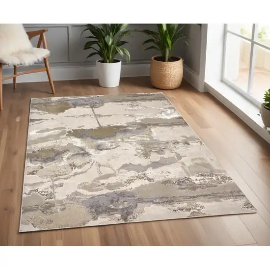 Gray and Ivory Abstract Non Skid Area Rug Photo 1