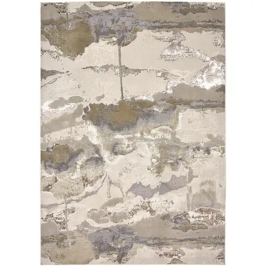 Gray Ivory And Gold Abstract Area Rug Photo 1