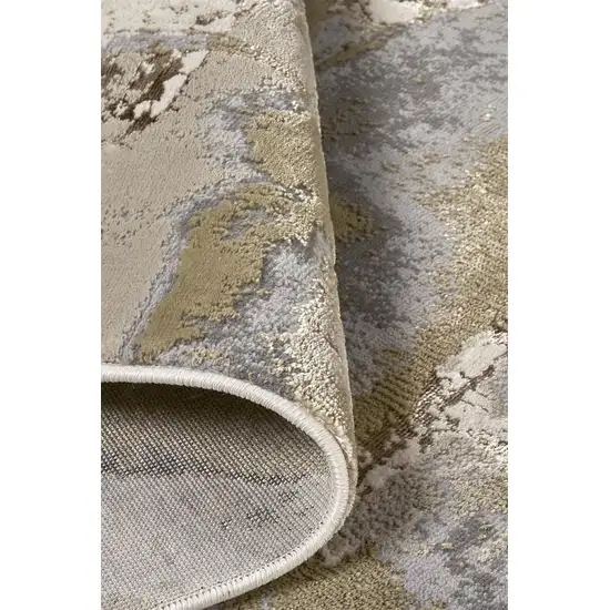 Gray Ivory And Gold Abstract Area Rug Photo 5