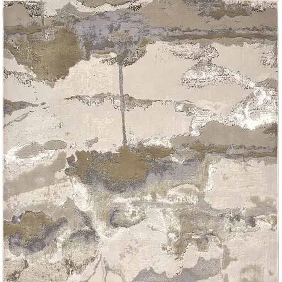 Gray Ivory And Gold Abstract Stain Resistant Area Rug Photo 6