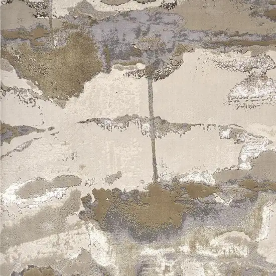 Gray Ivory And Gold Abstract Stain Resistant Area Rug Photo 5