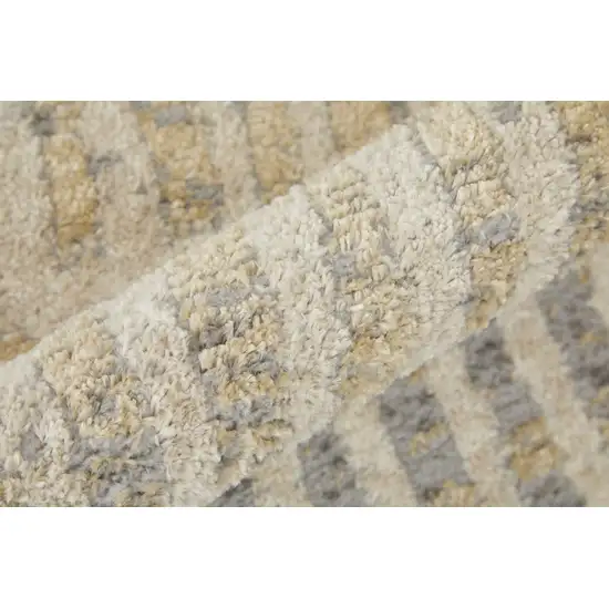 Gray Ivory And Gold Geometric Power Loom Distressed Area Rug Photo 9