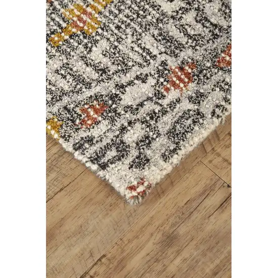 Gray Ivory And Orange Wool Geometric Tufted Handmade Area Rug Photo 5