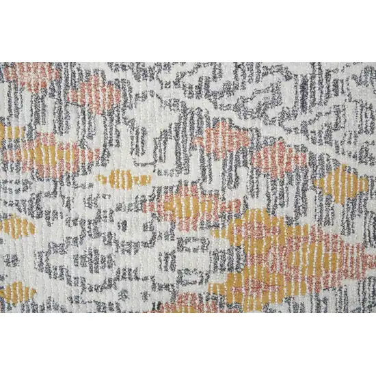 Gray Ivory And Orange Wool Geometric Tufted Handmade Area Rug Photo 4