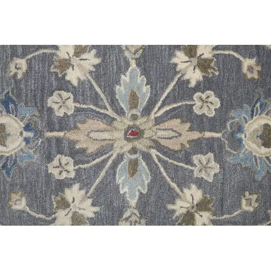 Gray Ivory And Red Wool Floral Tufted Handmade Stain Resistant Area Rug Photo 3