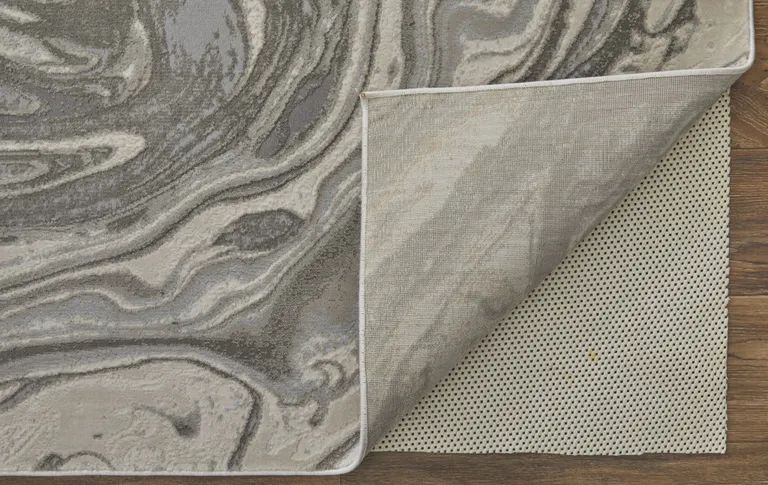 Gray Ivory And Silver Abstract Stain Resistant Area Rug Photo 4