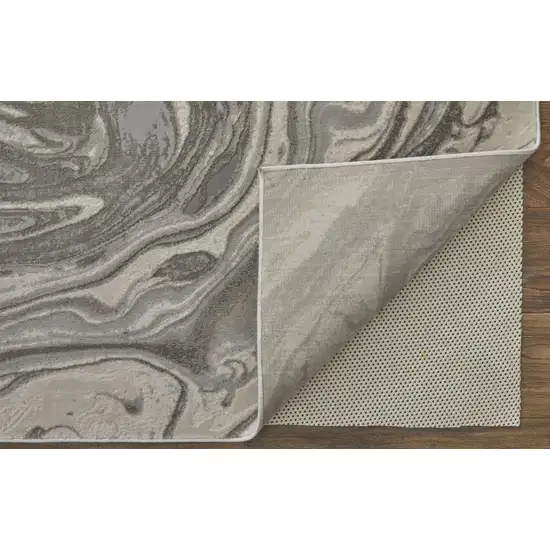 Gray Ivory And Silver Abstract Stain Resistant Area Rug Photo 4