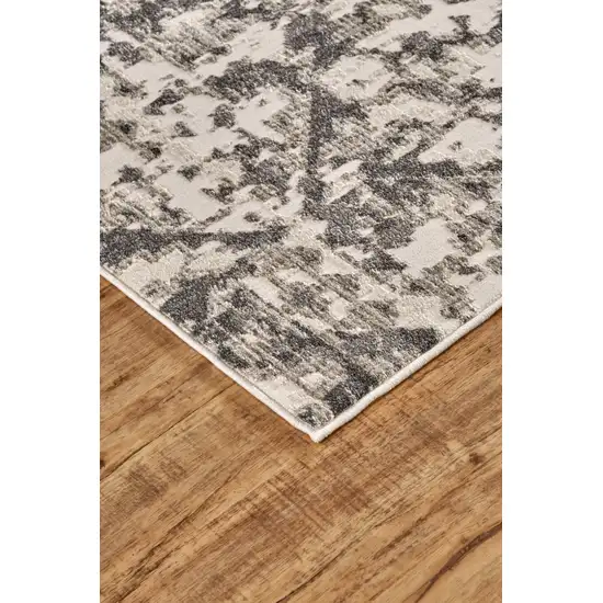 Gray Ivory And Silver Abstract Stain Resistant Area Rug Photo 7