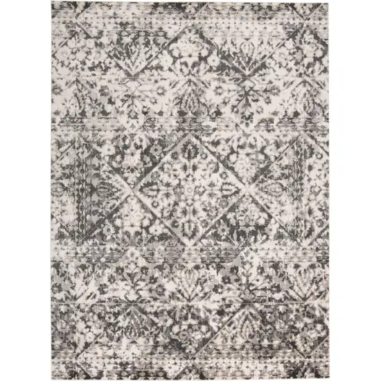 Gray Ivory And Silver Abstract Stain Resistant Area Rug Photo 1