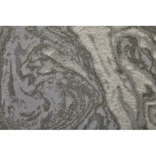 Gray Ivory And Silver Abstract Stain Resistant Area Rug Photo 8