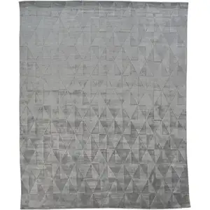 Photo of Gray Ivory And Silver Geometric Hand Woven Area Rug