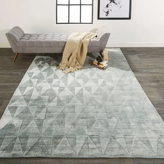 Gray Ivory And Silver Geometric Hand Woven Area Rug Photo 8