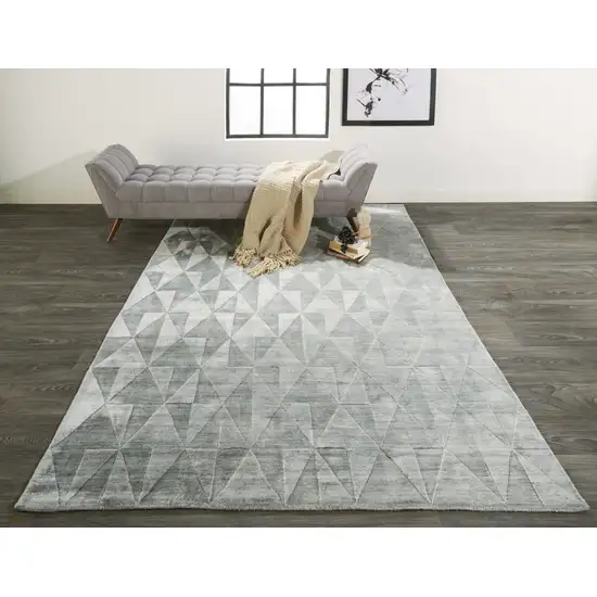 Gray Ivory And Silver Geometric Hand Woven Area Rug Photo 7