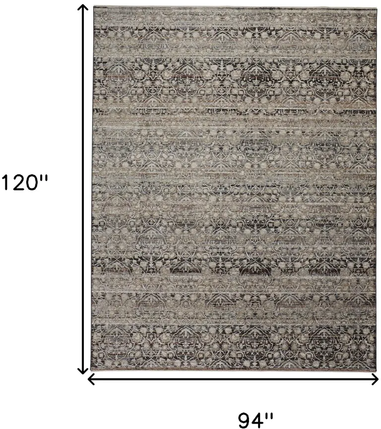 Gray Ivory And Tan Abstract Distressed Area Rug With Fringe Photo 4