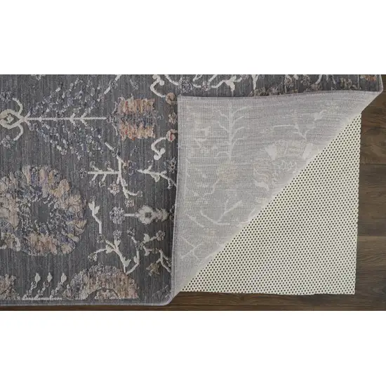 Gray Ivory And Tan Floral Power Loom Area Rug Photo 4