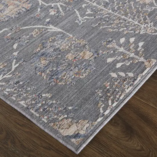 Gray Ivory And Tan Floral Power Loom Area Rug Photo 3