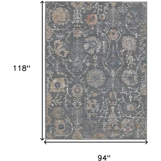 Gray Ivory And Tan Floral Power Loom Area Rug Photo 10