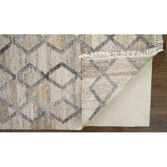 Gray Ivory And Tan Geometric Hand Woven Stain Resistant Area Rug With Fringe Photo 4