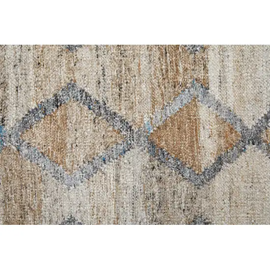 Gray Ivory And Tan Geometric Hand Woven Stain Resistant Area Rug With Fringe Photo 8