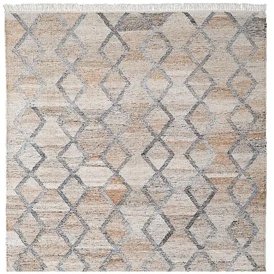 Gray Ivory And Tan Geometric Hand Woven Stain Resistant Area Rug With Fringe Photo 4