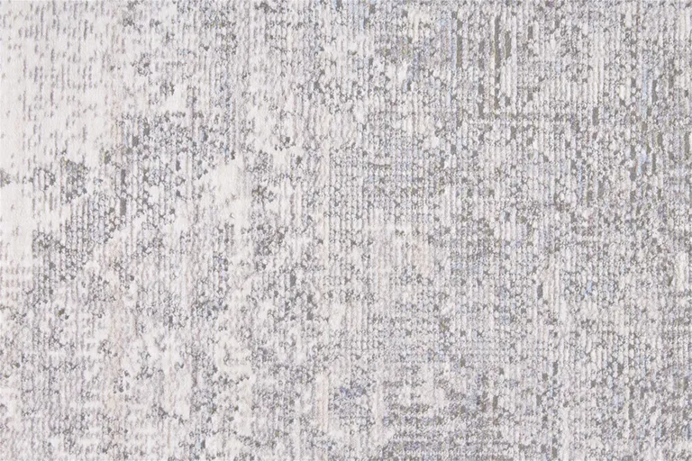 Gray Ivory And Taupe Abstract Distressed Area Rug With Fringe Photo 1