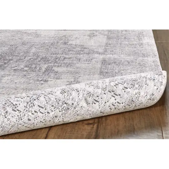 Gray Ivory And Taupe Abstract Distressed Area Rug With Fringe Photo 4