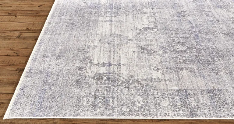 Gray Ivory And Taupe Abstract Distressed Area Rug With Fringe Photo 2