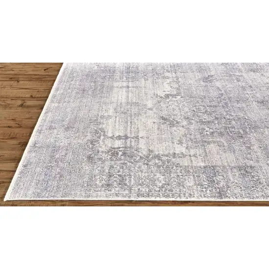 Gray Ivory And Taupe Abstract Distressed Area Rug With Fringe Photo 2