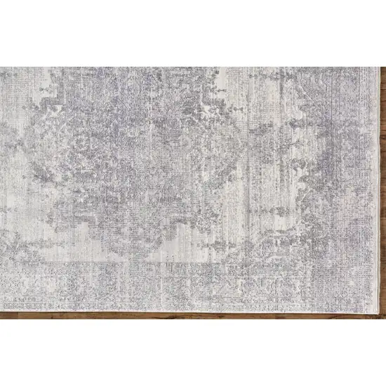 Gray Ivory And Taupe Abstract Distressed Area Rug With Fringe Photo 3