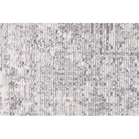 Gray Ivory And Taupe Abstract Distressed Area Rug With Fringe Photo 9