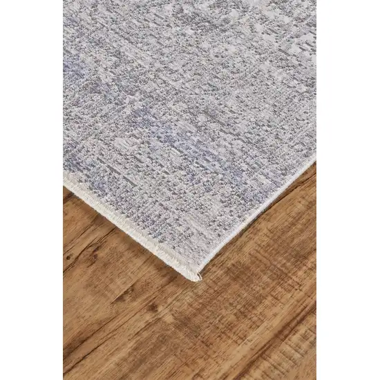 Gray Ivory And Taupe Abstract Distressed Area Rug With Fringe Photo 8