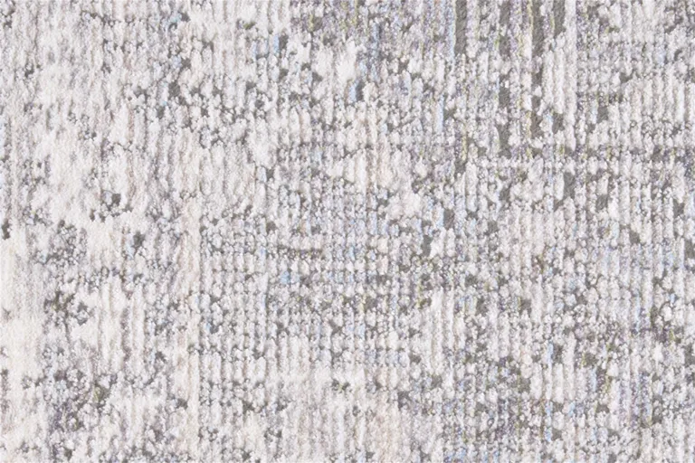 Gray Ivory And Taupe Abstract Distressed Area Rug With Fringe Photo 4