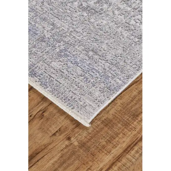 Gray Ivory And Taupe Abstract Distressed Area Rug With Fringe Photo 2