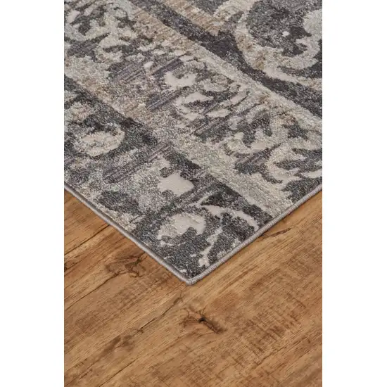 Gray Ivory And Taupe Abstract Stain Resistant Area Rug Photo 6